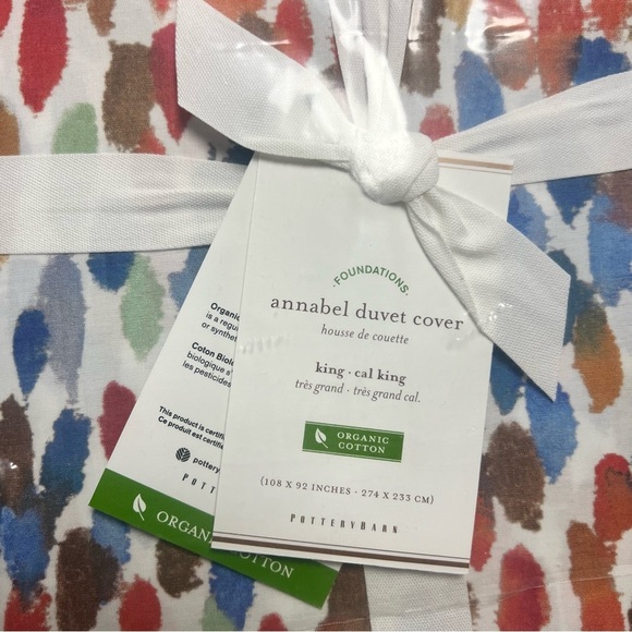 Pottery Barn Annabel Watercolor Dot Organic Percale Duvet Cover King - Picture 7 of 9